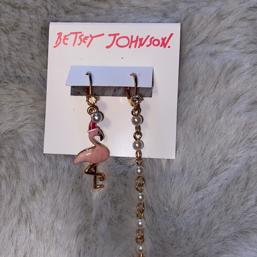Betsey Johnson Short/Long Flamingo Earrings - Picture 2 of 9
